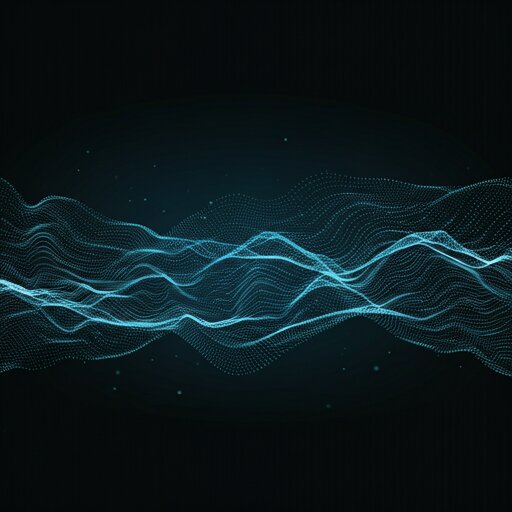 Abstract visual of flowing data particles and streams.