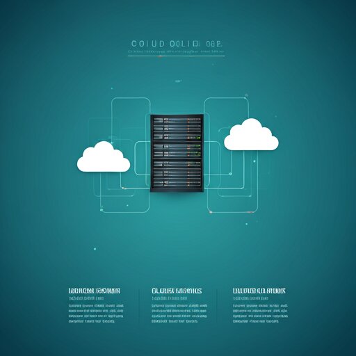 Infographic for Cloud Solutions, depicting servers and cloud connectivity.
